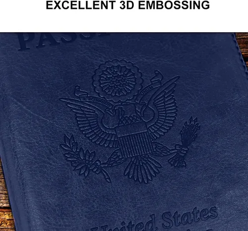 Miniatura 6 de Combo de soporte para pasaporte, pasaporte y tarjetero de vacunación, marrón + azul oscuro