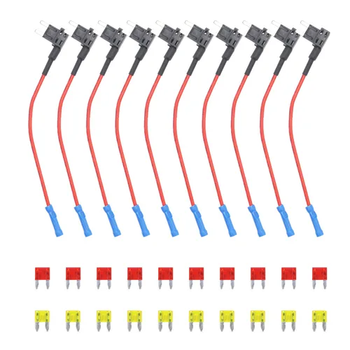 Recoil FT2-10 Paquete de 10 adaptadores de fusible para automóvil de 12 V, adaptador de fusible mini ATS con 10 fusibles de 10 A, 20 A