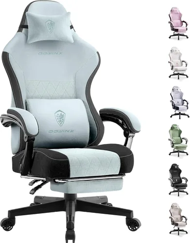 Miniatura 9 de Dowinx Silla de juegos con cojín de resorte de bolsillo, respaldo alto, silla giratoria ergonómica de 360° para juegos de oficina, soporte lumbar