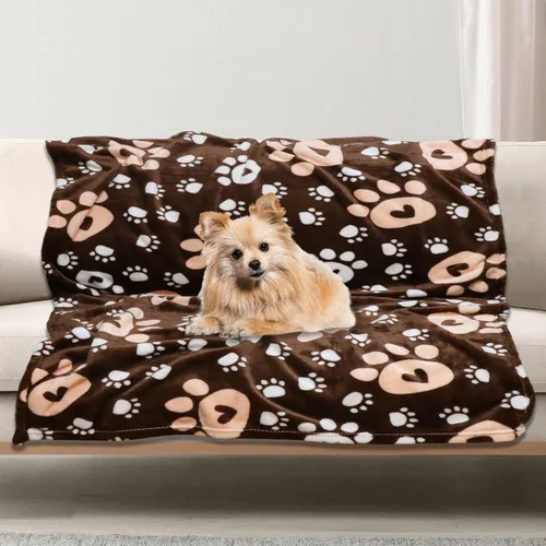 Miniatura 18 de Manta Suave para Perros para Perros Grandes - Manta Mullida para Mascotas para Gatos y Cachorros, Manta Reversible con Diseño de Huellas de Pata gris