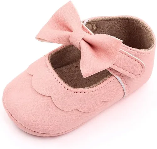 Zapatos planos Mary Jane para bebés y niñas, suela suave antideslizante, suela suave, princesa, primeros pasos, de piel sintética, zapatos de vestir