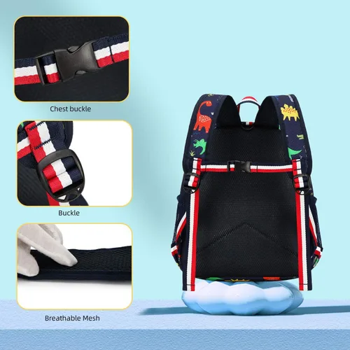 Miniatura 7 de willikiva Cartoon Bus 12 - Mochila de jardín de infantes para niños y niñas, mochila impermeable para niños preescolares con correa y arnés de Azul