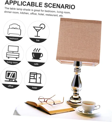 Miniatura 3 de DOITOOL Pantalla cuadrada de tela de repuesto elegante accesorio para lámparas de mesa, fácil de instalar, se adapta a bombillas para dormitorio