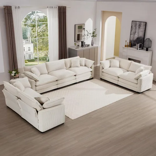 Miniatura 30 de Juego de sofá de 2 piezas de gran tamaño para sala de estar, sofá biplaza y sofá individual, asiento modular modular profundo de pana cómodos sofás