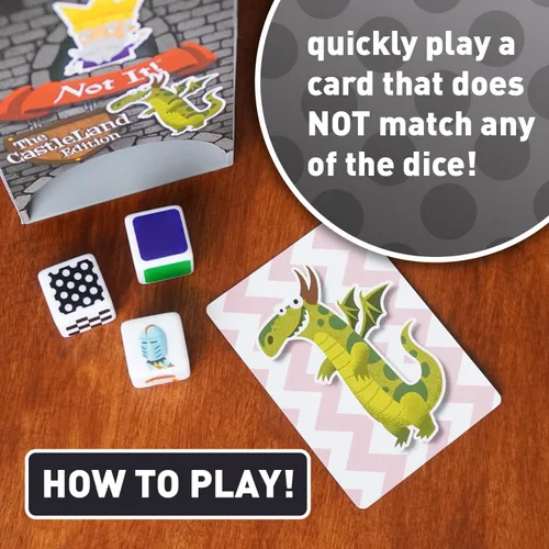 Miniatura 5 de Not It! Castle Land - Juego de dados y cartas de ritmo rápido para niños y familias Juego de emparejamiento con temática de caballeros, dragones