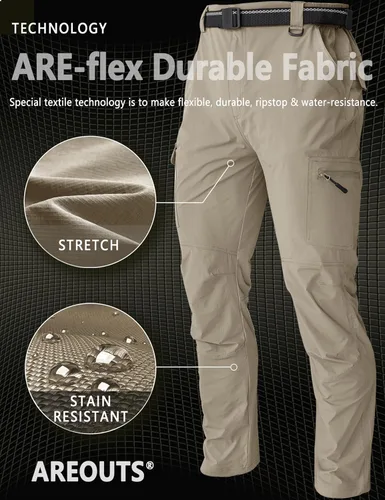 Miniatura 16 de Pantalones de senderismo para hombre, ligeros, resistentes al agua, de secado rápido, pesca, viajes, campamento, al aire libre, transpirables