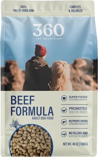 Miniatura 11 de 360 Pet Nutrition Alimento crudo liofilizado para perros – Receta de carne de res con hígado y órganos, alta proteína con omega-3, frutas, verduras