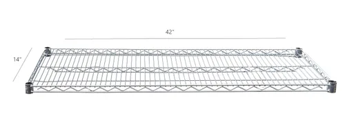 Estante de alambre cromado resistente aprobado por NSF | 42 x 14 pulgadas | Estante de almacenamiento de metal ajustable para cocinas, cuartos de