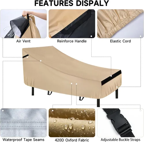 Miniatura 2 de NEVERLAND Funda para silla de patio – Fundas de tumbona impermeables para exteriores con material resistente, 420D impermeable para sillas