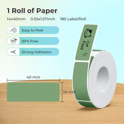 Miniatura 2 de Cinta para hacer etiquetas genuina Nelko P21, papel de impresión de etiquetas adaptado, 14x40mm (0.55"x1.57"), laminado estándar, reemplazo