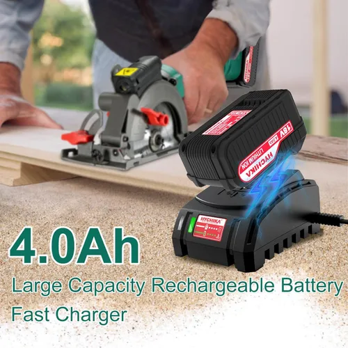 Miniatura 4 de HYCHIKA Sierra circular inalámbrica, sierra circular mini de 18V con batería de 4.0Ah, 3 cuchillas (4-1/2", 4-9/10"), 3500 RPM, profundidad máxima