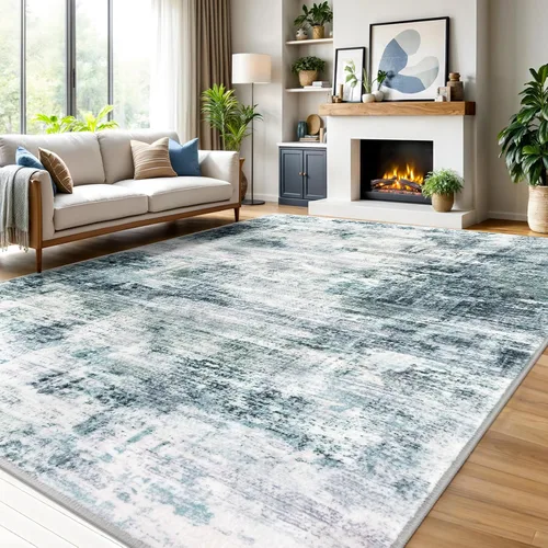 Miniatura 188 de IOHOUZE Alfombra pequeña abstracta de 2 x 3 pies, alfombra de entrada lavable para entrada interior, alfombras con respaldo de goma, alfombra gris