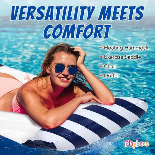 Miniatura 4 de Hammock Pool Float Blue Multi-Purpose Inflatable Water Pool Floats Fun Pool Float Lounger for Adults and Kids Variation