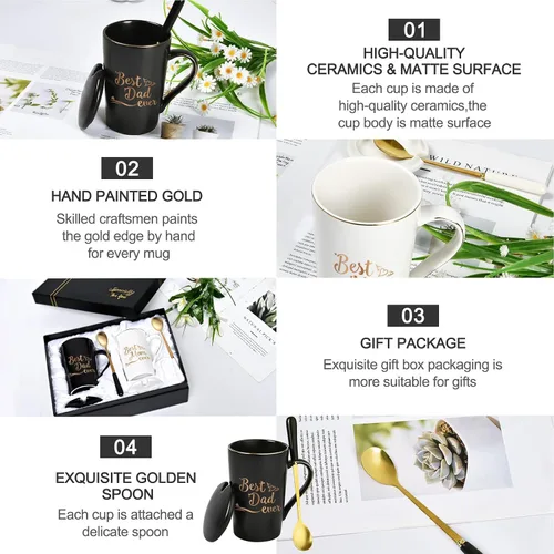 Miniatura 6 de YHRJWN Regalos para mamá y papá, taza para el mejor papá y mamá, regalos de cumpleaños de Navidad para padres de hija, hijo, juego de regalo
