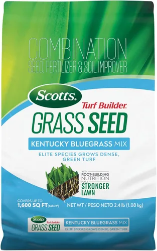 Miniatura 15 de Scotts Turf Builder Grass Seed Kentucky Bluegrass Mix - Grass Seed Plus Fertilizante para césped y mejorador de suelo, crece césped verde denso