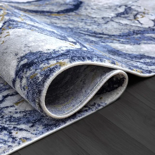 Miniatura 5 de Abani Regal Collection - Alfombra de área con diseño de mármol azul/gris, 8 x 10 pies, fácil de limpiar, duradera para niños y mascotas, lavable