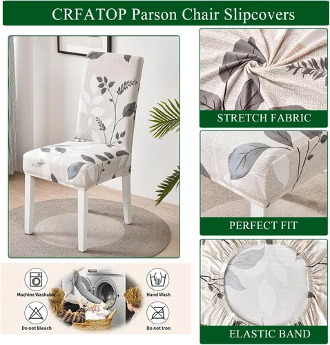 Miniatura 4 de CRFATOP 4 Piezas de Fundas Elásticas para Silla de Comedor con Funda para Banco Fundas Impresas para Silla de Comedor Fundas para Cojín de Asiento