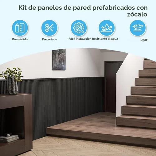 Miniatura 4 de Art3d Paneles de revestimiento de madera, tablero de pared de poliestireno con cuentas para decoración de pared interior, 79.3 pulgadas de ancho x