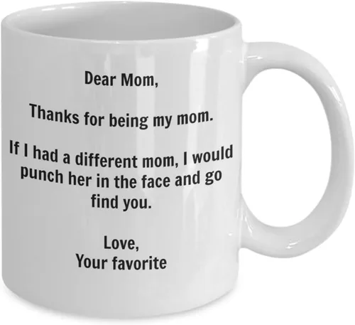 Miniatura 2 de Regalo para mamá divertido, taza de café con la frase "I'd Punch Another Mom In The Face", taza de regalo con broma de su hijo favorito