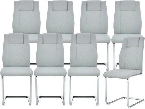 Miniatura 23 de cinkehome Juego de 4 sillas de comedor modernas de color negro con patas de metal plateado, silla lateral tapizada sin brazos con respaldo alto
