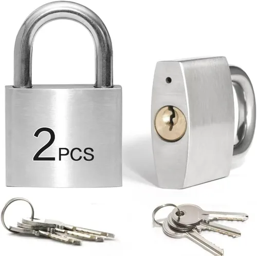 Miniatura 15 de LanuBe Candados de acero inoxidable 304 con igual llave para uso en exteriores, candado para vaso de pines, cuerpo de 2 pulgadas de ancho, grillete
