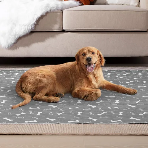 Miniatura 7 de Eterish Almohadillas reutilizables lavables para orina de perros, grandes/extra grandes 36' x 41', paquete de 2, almohadillas absorbentes para Gris