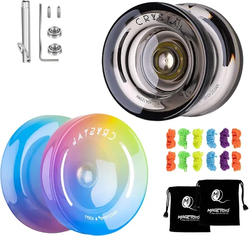 Miniatura 12 de MAGICYOYO K2 Yoyo Cristal Negro Profesional, Yoyo Sensible para Niños Principiantes con Rodamiento Extra No Sensible Yo Yo, Yoyo Pro de Plástico