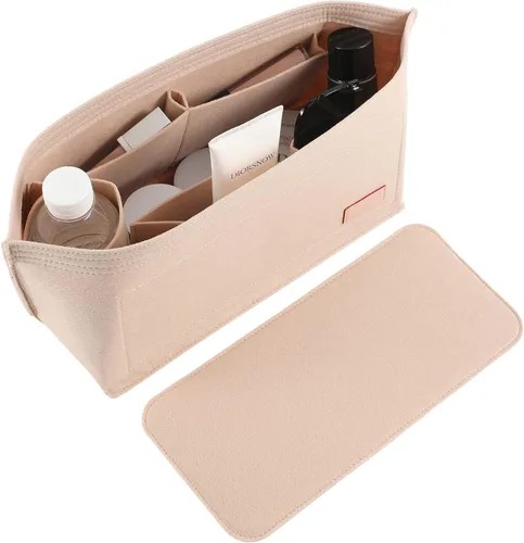 Doxo Organizador de bolso para bolso y bolsa de fieltro compatible con Speedy y Neverfull Onthego, 3 tamaños6 colores, Bolsa beige+forma de base