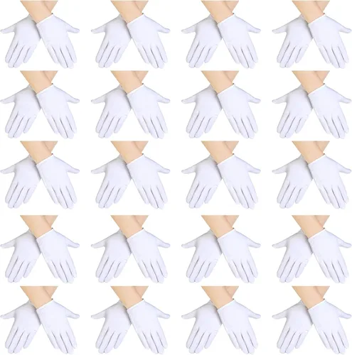 SATINIOR 20 Pairs White Gloves Kids Cosplay Costume Cotton Girls Boys Wrist Formal for Halloween Party