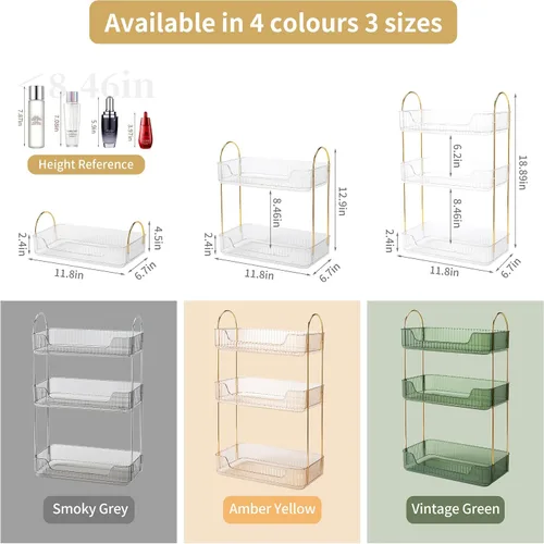 Miniatura 5 de YCIA&DONE Organizador de Baño para Encimera, Almacenamiento de Maquillaje, Estante de Bandeja para Cosméticos para Cuidado de la Piel, Soporte