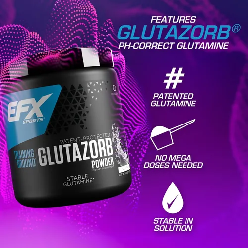 Miniatura 3 de EFX Sports Training Ground Glutazorb Powder Suplemento de glutamina altamente concentrado, pH correcto, digestión y apoyo inmunológico, 66