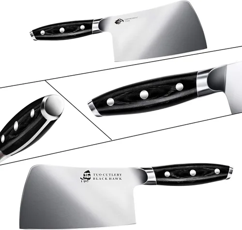 Miniatura 3 de TUO - Cuchillo de cortar de 6 pulgadas para cortar carne - Cuchillo carnicero resistente, de acero alemán de alto carbono - Mango de madera de Pakka