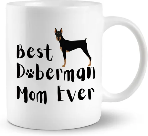 Best Doberman Mom Ever - Taza de cerámica de 11 onzas, divertida taza de café Doberman, regalos para amantes de los perros, madres doberman, mujeres