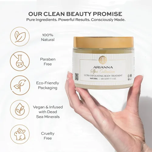 Miniatura 4 de Arianna - Exfoliante corporal ultra exfoliante con minerales del mar muerto, exfolia suavemente y naturalmente hidratante del Mar Muerto