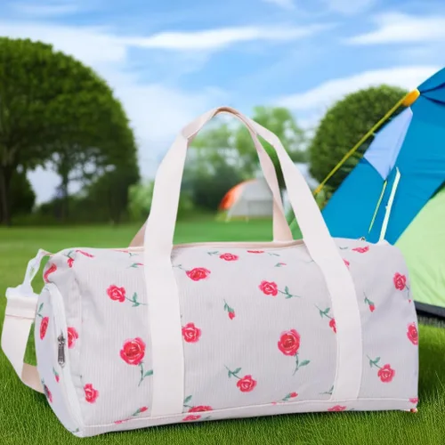 Miniatura 5 de Bolsa de lona para gimnasio, deportes, mujeres y niñas, bolsa de viaje de entrenamiento para fin de semana con compartimento para zapatos y bolsillo