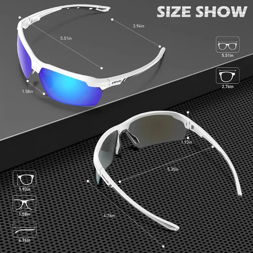 Miniatura 4 de KAPVOE Gafas de sol deportivas polarizadas para ciclismo, béisbol, correr, bicicleta de montaña, triatlón, golf, MTB para hombres y mujeres