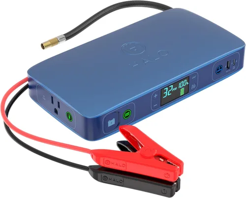 Miniatura 8 de HALO Bolt Ultimate 2 - Arrancador de batería portátil para automóvil Compresor de aire de 130 PSI, banco de energía USB de 55.5 Wh con salida