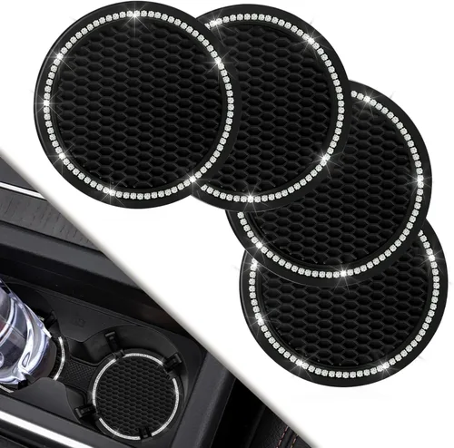 COCASES - Posavasos para automóvil, paquete de 4 posavasos universales para automóvil, posavasos de diamantes de imitación de cristal para