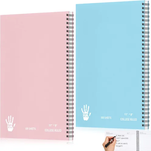 Miniatura 9 de Jutom 2 blocs de cuadernos jumbo para zurdos de 11 x 8.5 pulgadas, encuadernados con alambre para zurdos, 200 páginas, diario inspirador para negro