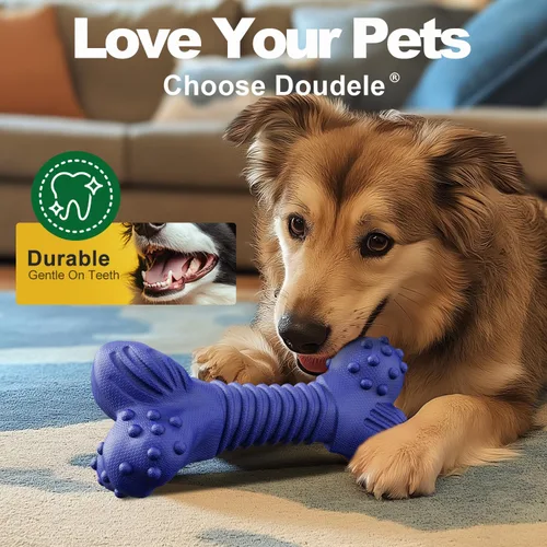 Miniatura 2 de Juguetes para perros para masticadores agresivos, juguetes masticables indestructibles para perros medianos y grandes, huesos de perro de goma Azul