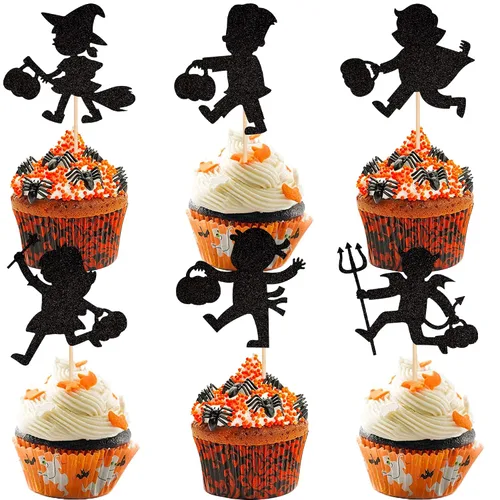 Miniatura 8 de 30 piezas de adornos para cupcakes con purpurina – Púas de cupcakes de Halloween para niños, cumpleaños, festival, fiesta, decoración de pasteles