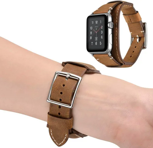 Miniatura 2 de Correa compatible con Apple Watch de 49/46/45/44mm/42mm (Series 3 2 1), pulsera de cuero genuino Crazy Horse Compatible con iWatch Ultra/Ultra2