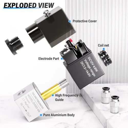 Miniatura 4 de TAILONZ PNEUMATIC 1/4 pulgada NPT 12V 2 posición 2 manera normalmente cerrada electromagnética válvula de aire 2V025-08 caja de conexiones