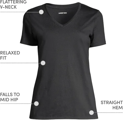 Miniatura 4 de Lands' End Camiseta relajada de algodón Supima con cuello en V para mujer