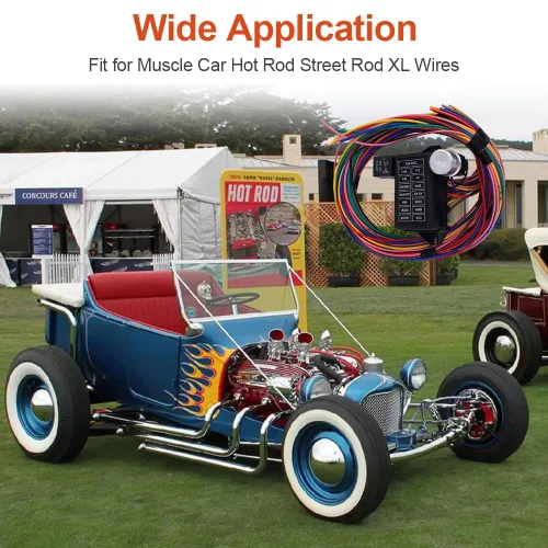 Miniatura 5 de Cheriezing Arnés de cableado de 14 circuitos extralargos, 14 fusibles de 12 V, compatible con Chevy Mopar Hotrod Universal Muscle Car Hot Rod Street
