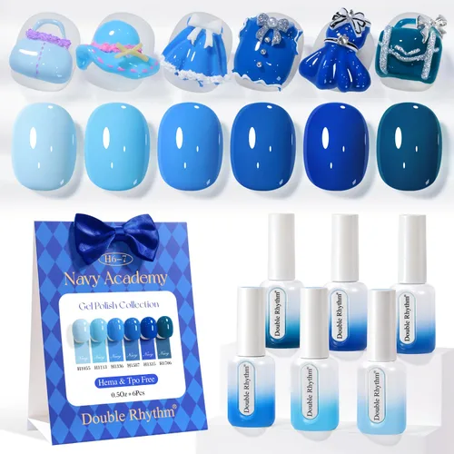 Miniatura 13 de Double Rhythm Juego de 6 esmaltes de gel sin hema, de 0.50 onzas, del mismo color, del mismo color, con el mismo color que se remoja, kit de esmalte
