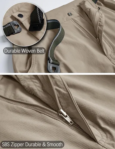 Miniatura 11 de Pantalones de senderismo para hombre, ligeros, resistentes al agua, de secado rápido, pesca, viajes, campamento, al aire libre, transpirables