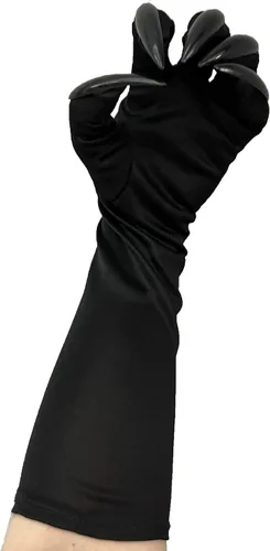 Miniatura 6 de HANSAMU Disfraz de Halloween de gato y mujer, guantes de garra, guantes de pata de uñas largas, guantes de fiesta negros, garras de gato, accesorios