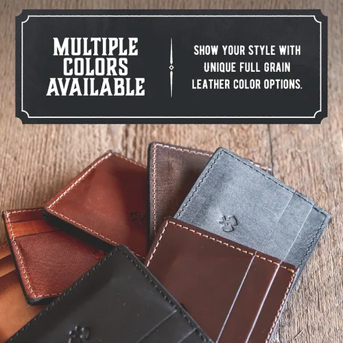 Miniatura 4 de Cartera delgada para hombre Fabricada en Estados Unidos Cuero de grano completo