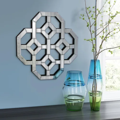 Miniatura 8 de Howard Elliott Moira - Espejo cuadrado entrelazado de pared con formas geométricas, pieza decorativa contemporánea biselada para entrada, baño